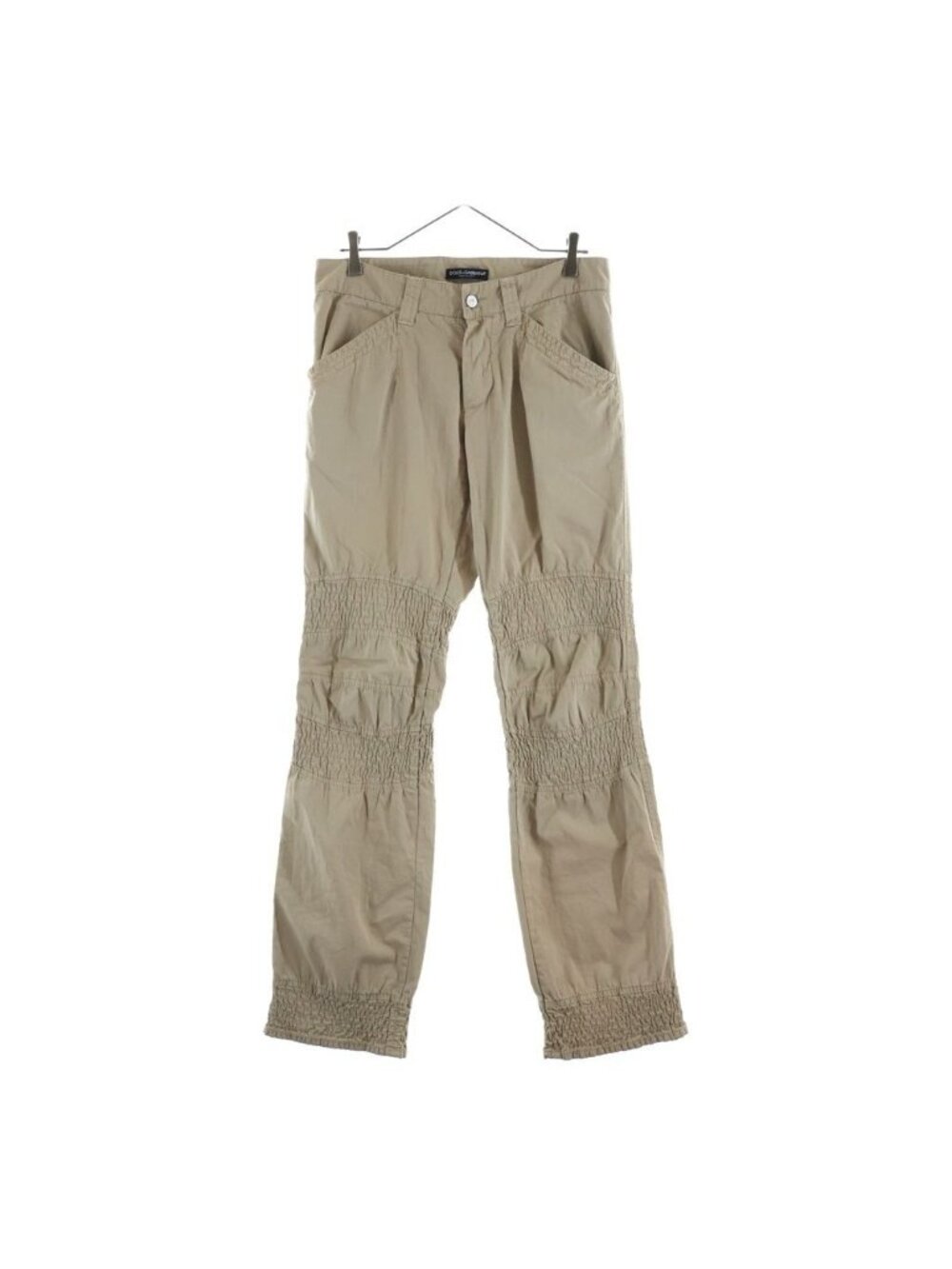 Dolce & Gabbana Multi Pocket Button Fly Cotton Balloon Wide Pants Beige